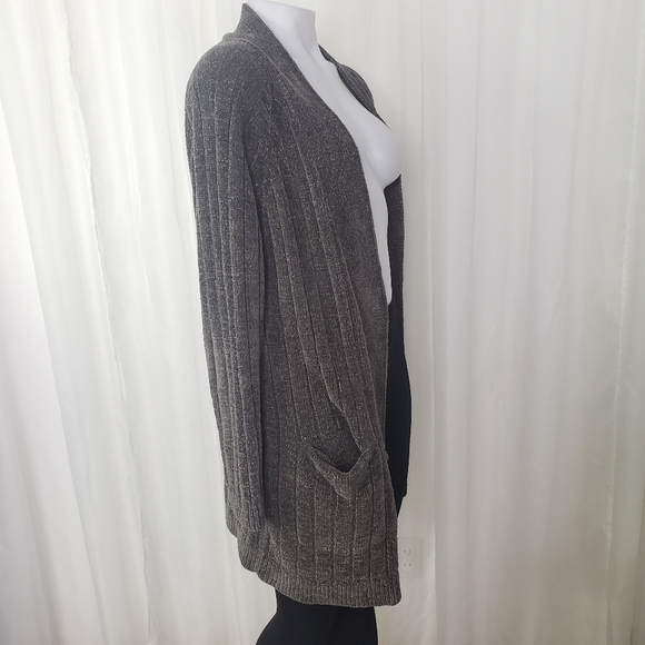 BNCI brown chenille long open front cardigan size medium - Picture 5 of 8